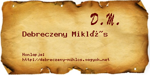 Debreczeny Miklós névjegykártya
